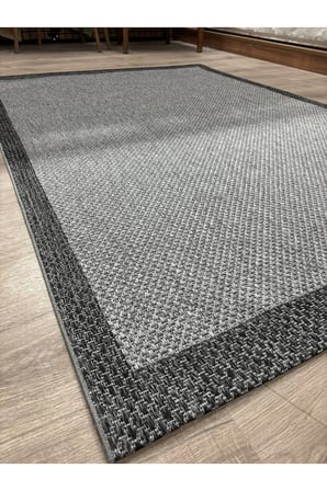 Modern Gri Çerçeveli Sisal Mutfak ve Antre Halısı