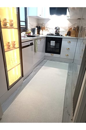 Modern Krem Sisal Dokuma Mutfak Halısı - Antre Yolluğu