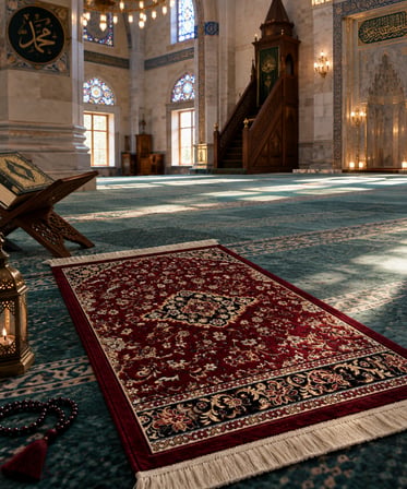 Bordo  Klasik Desenli Dijital Baskı Seccade – Geleneksel Motifli Namaz Seccadesi
