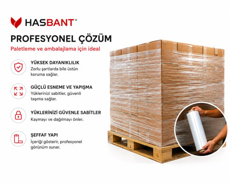 Has Bant Palet Streç Film Şeffaf 50 Cmx250M 17 Mikron 2,5 Kg - 6 Adet