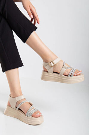 Taşlı Platform Dolgu Taban Sandalet