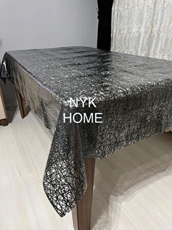 NYK HOME Hasır Desen Lüks Pvc Silinebilir Masa Örtüsü Tüm Renk Ve Ölçüler SİYAH