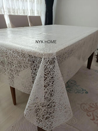 NYK HOME Hasır Desen Lüks Pvc Silinebilir Masa Örtüsü Tüm Renk Ve Ölçüler  KREM