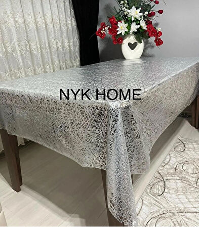 NYK HOME Hasır Desen Lüks Pvc Silinebilir Masa Örtüsü Tüm Renk Ve Ölçüler  GRİ