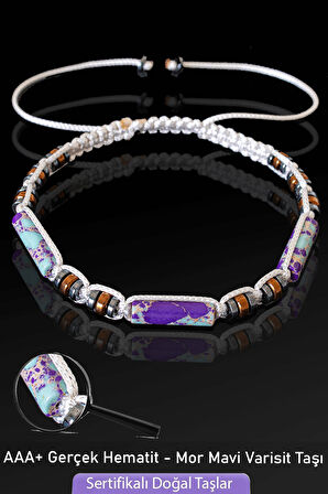 Sertifikalı Gerçek Mavi - Mor Varisit Taşı Bileklik - Ayarlamalı