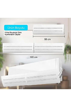 YENİLZD Klima Hava Yönlendirici Delikli Ayarlanabilir 58-105 CM Klima Çarpması Siperliği Aparatı HAVA PERDESİ  KLİMA AKSESUARI APARATI SİPERİ