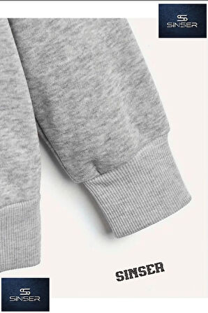 Kız/Erkek Çocuk Beyaz Kapüşonlu ''KEDİCİK SEVIML KRDLL'' Baskılı Sweatshirt