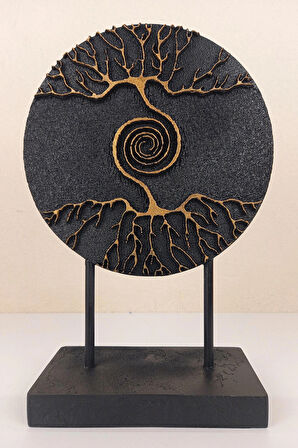 Dekoratif Hayat Ağacı Modern Ev ve Ofis Aksesuarı Polyester Biblo 28X19 cm