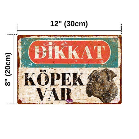 Cane Corso Dikkat Köpek Var – Vintage Alüminyum Uyarı Levhası - 20x30 cm
