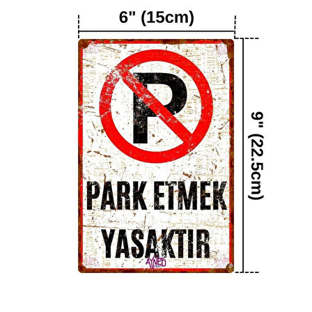 Park Etmek Yasaktır Uyarı Levhası – Retro Pas Görünümlü Dekoratif Alüminyum Tabela - 15x22,5 cm
