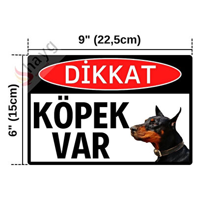 - Dikkat Köpek Var Alüminyum Uyarı Levhası - Doberman - 15cm x 22,5cm