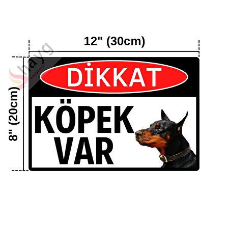 - Dikkat Köpek Var Alüminyum Uyarı Levhası - Doberman - 20cm x 30cm