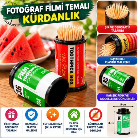 Dörtgen Fotoğraf Filmi Şeklinde Kürdanlık Kürdan Tutucu Kutu