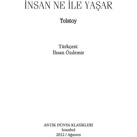 Antik Kitap İnsan Ne ile Yaşar - Lev Nikolayeviç Tolstoy