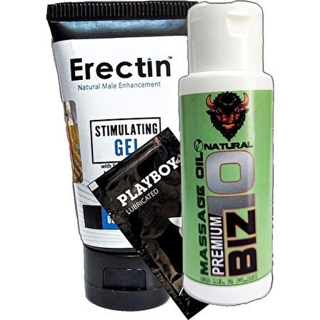 Bizon Masaj Yağı 60 ml + Erectin Gel 60 ml + Playboy Lub