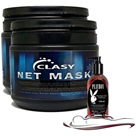 Clasy Net Mask 450ML Saç Bakım Maskesi 2 Adet ile 120ML Playboy Masaj Yağı