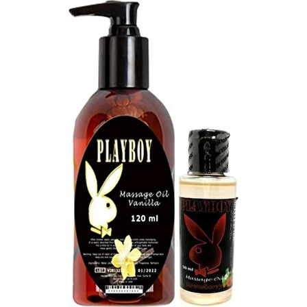 Playboy Aromaterapi Vanilya Massage Oil 120 Ml + Çilek Aromalı Massage Vücut Masaj Yağı 50 Ml