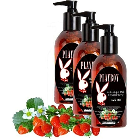 Playboy Strawberry Massage Oil 3 Ad Çilek Aromalı Vücut Masaj Yağı
