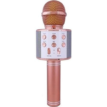 Case 4U Karaoke Mikrofon Bluetooth Hoparlör Aux Usb Mikro Sd Kart Girişli Rose Gold