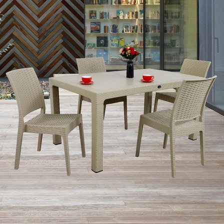 Mandella Elit Rattan 90x150 4 kişilik Elit Sandalye Masa Takımı Çölbeji