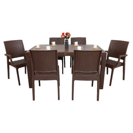 Mandella Elit 90x150 Rattan 2 Elit Koltuk 4 Elit Sandalye Masa Takımı Kahverengi