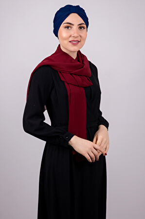 Lacivert Pratik Hazır Geçmeli Tesettür Bone Petekli Büzgülü 1204E_02