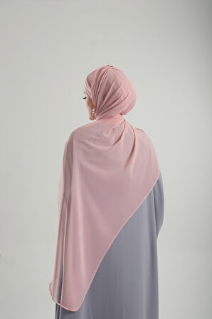 Pudra Pratik Hazır Geçmeli Bone Şal Şifon Kendinden Boneli İki Bantlı 1452_06