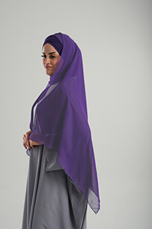Mor Pratik Hazır Geçmeli Bone Şal Şifon Kendinden Boneli İki Bantlı 1452_22