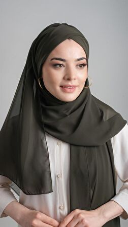 Haki Pratik Hazır Geçmeli Bone Şal Şifon Kendinden Boneli Tek Bantlı 1453_09