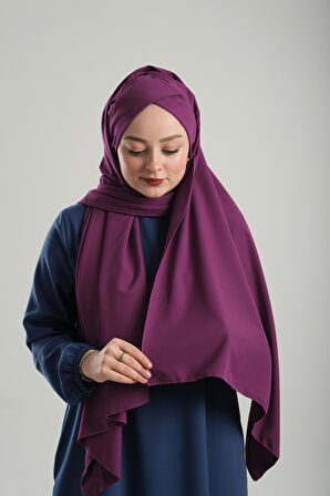 Şarabi Pratik Hazır Geçmeli Bone Şal Krep Mevsimlik Tek Bantlı 1453K_08