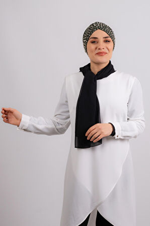 Haki Pratik Hazır Geçmeli Tesettür Bone Sandy Kumaş Taşlı 1456_09