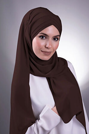 Kahve Arkadan Bağlamalı Şal Şifon Çapraz Üç Bantlı 1457_14