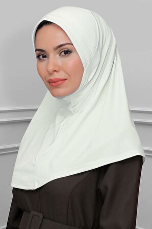 Krem Pratik Hazır Geçmeli Tesettür Eşarp Sandy Kumaş Sade 1600_40