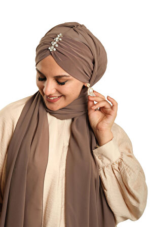 Vizon Arkadan Bağlamalı Şal Şifon Pileli Taşlı Elişi İşlemeli 1840_10