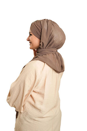 Vizon Arkadan Bağlamalı Şal Şifon Pileli Taşlı Elişi İşlemeli 1840_10