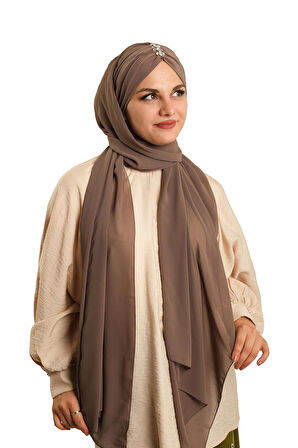 Vizon Arkadan Bağlamalı Şal Şifon Pileli Taşlı Elişi İşlemeli 1840_10