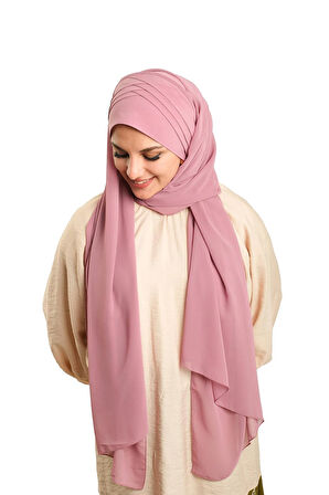 Gül Kurusu Arkadan Bağlamalı Şal Şifon Çapraz Bantlı Drapeli 1911_18