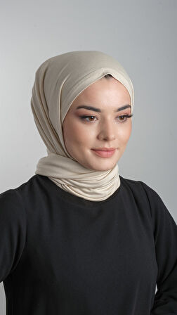 Bej Pratik Hazır Geçmeli Şal Viskon Kumaş Penye Şal 2108_12