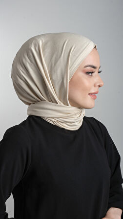 Bej Pratik Hazır Geçmeli Şal Viskon Kumaş Penye Şal 2108_12