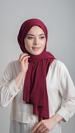Bordo Pratik Hazır Geçmeli Eşarp Sandy Kumaş Sade 1817_16