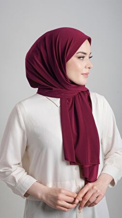 Bordo Pratik Hazır Geçmeli Eşarp Sandy Kumaş Sade 1817_16