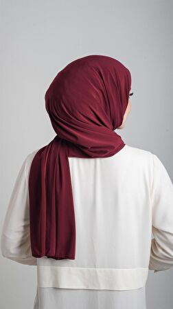 Bordo Pratik Hazır Geçmeli Eşarp Sandy Kumaş Sade 1817_16