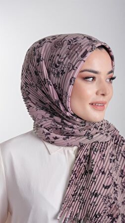 Vizon Pratik Hazır Geçmeli Tesettür Eşarp Kesik Elyaf Piliseli Çiçek Desenli 1818D6_10