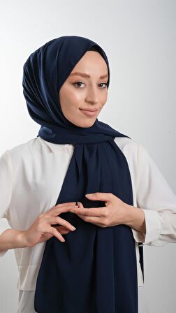 Lacivert Düz Klasik Şal Medine İpeği Sade 202103_02