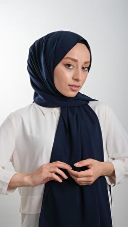 Lacivert Düz Klasik Şal Medine İpeği Sade 202103_02