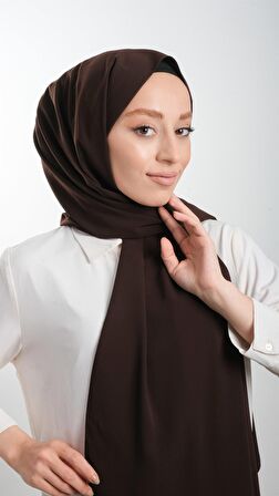 Kahve Düz Klasik Şal Medine İpeği Sade 202103_14