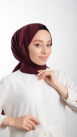 Koyu Bordo Düz Klasik Şal Medine İpeği Sade 202103_55