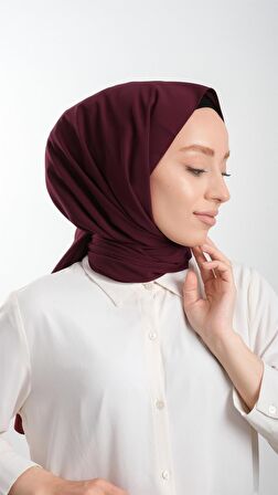 Koyu Bordo Düz Klasik Şal Medine İpeği Sade 202103_55