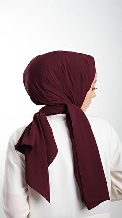Koyu Bordo Düz Klasik Şal Medine İpeği Sade 202103_55