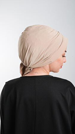 Sütlü Kahve Pratik Hazır Geçmeli Tesettür Bone Kesik Elyaf Sade 2111_26